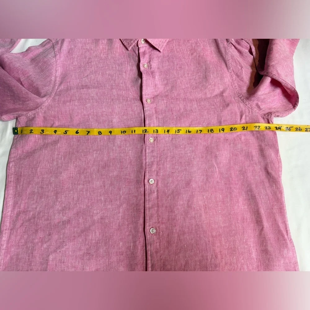 BANANA REPUBLIC Men's pink 100% Linen Slim Fit Button Down Shirt size XL - Picture 12 of 13
